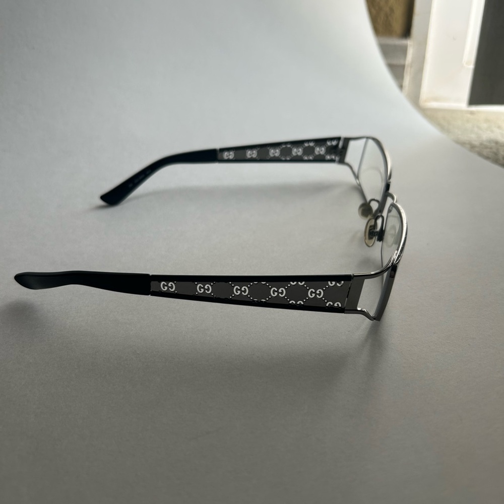 Gucci Black Rectangular Glasses With Signature Pa… - image 3